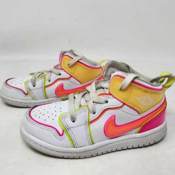 Toddler 9 Nike Air Jordan 1 kids retro mid edge glow sneakers CV4613-100 shoes - Picture 6 of 9